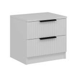 Comodino Bianco un Ripiano 2 Cassetti 50x40x47h cm, Apertura Scorrevole - Meranti