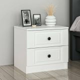 Comodino Bianco un Ripiano 2 Cassetti 72x42x77h cm, Apertura Scorrevole - Ismael