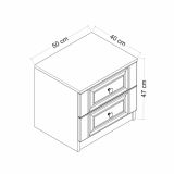 Comodino Bianco un Ripiano 2 Cassetti 72x42x77h cm, Apertura Scorrevole - Leonis