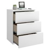 Comodino Bianco un Ripiano 3 Cassetti 34x42x57h cm, Apertura Scorrevole - Blythe