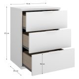Comodino Bianco un Ripiano 3 Cassetti 34x42x57h cm, Apertura Scorrevole - Blythe