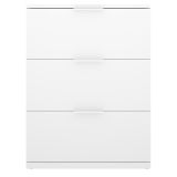 Comodino Bianco un Ripiano 3 Cassetti 34x42x57h cm, Apertura Scorrevole - Blythe
