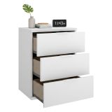 Comodino Bianco un Ripiano 3 Cassetti 34x42x57h cm, Apertura Scorrevole - Sturgis