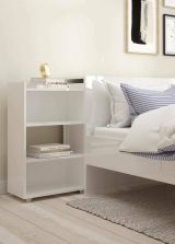 Comodino Blanche, Comò basso, Tavolino da notte, Mensola da letto, 165x26 h80 cm, Bianco