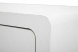 Comodino Bonorva, Comò basso, Tavolino da notte, Mensola da letto, Bianco e Oro, 60x32 h79 cm