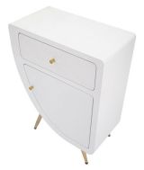 Comodino Bonorva, Comò basso, Tavolino da notte, Mensola da letto, Bianco e Oro, 60x32 h79 cm