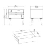 Comodino Carole, Comò basso, Tavolino da notte, Mensola da letto, 50x39 h49 cm, Bianco e Nero