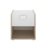Comodino Catinaccio, Tavolino da notte, Comò basso a 1 cassetto, 40x33h42 cm, Bianco e Rovere
