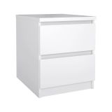Comodino Chelle, Comò basso, Tavolino da notte, Mensola da letto, 50x40 h50 cm, Bianco