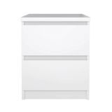 Comodino Chelle, Comò basso, Tavolino da notte, Mensola da letto, 50x40 h50 cm, Bianco