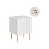 Comodino classico bianco 44x40x51h cm - Set di 2 comodini Farini
