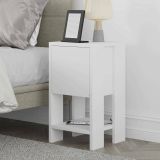 Comodino Draco, Comò basso, Tavolino da notte, Comodino multifunzione, 30x30h55 cm, Bianco