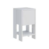 Comodino Draco, Comò basso, Tavolino da notte, Comodino multifunzione, 30x30h55 cm, Bianco
