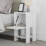 Comodino Draco, Comò basso, Tavolino da notte, Comodino multifunzione, 30x30h55 cm, Bianco