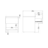 Comodino Ducenta, comò basso con 1 cassetto, tavolino da notte compatto e funzionale, 40x40 h50 cm, Beige