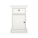 Comodino Esperance, Comò basso, Tavolino da notte, Mensola da letto, 40x44 h70 cm, Bianco