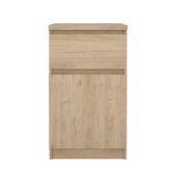 Comodino Francoise, Comò basso, Tavolino da notte, Mensola da letto, 40x40 h70 cm, Rovere