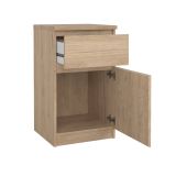 Comodino Francoise, Comò basso, Tavolino da notte, Mensola da letto, 40x40 h70 cm, Rovere