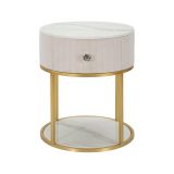 Comodino Gerhard, 42x42 h48 cm, Crema e Bianco