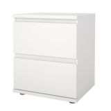 Comodino Henrietta, Comò basso, Tavolino da notte, Mensola da letto, 40x34 h48 cm, Bianco