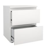Comodino Henrietta, Comò basso, Tavolino da notte, Mensola da letto, 40x34 h48 cm, Bianco