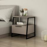 Comodino in legno beige e nero 45x41x50h cm - Rosita