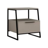 Comodino in legno beige e nero 45x41x50h cm - Rosita