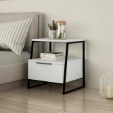 Comodino in legno bianco e nero 45x41x50h cm - Rosita