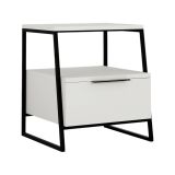 Comodino in legno bianco e nero 45x41x50h cm - Rosita