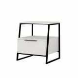Comodino in legno bianco e nero 45x41x50h cm - Rosita