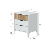 Comodino in legno bianco e rovere 44x33x50h cm - Jessa