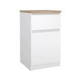 Comodino in legno bianco lucido e rovere 40x40x70h cm - Delfini