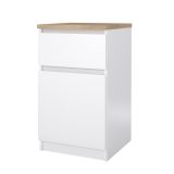 Comodino in legno bianco lucido e rovere 40x40x70h cm - Delfini