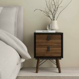 Comodino in legno nero e noce 43x40x59h cm - Jean