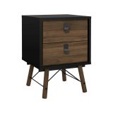 Comodino in legno nero e noce 43x40x59h cm - Jean