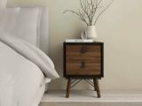 Comodino in legno nero e noce 43x40x59h cm - Jean