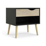 Comodino in legno nero e quercia 50x39x49h cm - Lucina