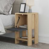 Comodino in legno quercia e antracite 30x30x55h cm - Filippa