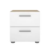 Comodino in legno quercia e bianco lucido 40x40x42h cm - Apolla