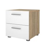 Comodino in legno quercia e bianco lucido 40x40x42h cm - Apolla