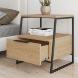 Comodino in legno quercia e nero 45x41x50h cm - Rosita