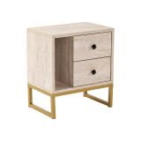 Comodino industrial beige e oro 45x29x50h cm - Rhiannon