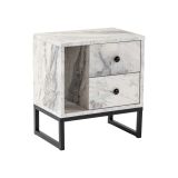Comodino industrial marmo e nero 45x29x50h cm - Rhiannon
