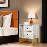 Comodino industrial marmo e oro 45x29x50h cm - Rhiannon