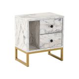 Comodino industrial marmo e oro 45x29x50h cm - Rhiannon