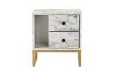 Comodino industrial marmo e oro 45x29x50h cm - Rhiannon