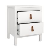 Comodino Janette, Comò basso, Tavolino da notte, Mensola da letto, 38x44 h54 cm, Bianco
