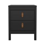 Comodino Janette, Comò basso, Tavolino da notte, Mensola da letto, 38x44 h54 cm, Nero