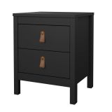 Comodino Janette, Comò basso, Tavolino da notte, Mensola da letto, 38x44 h54 cm, Nero
