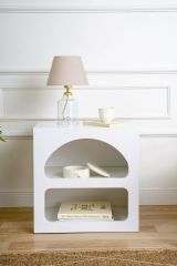 Comodino Kappa, Comò basso, Tavolino da notte, Comodino multifunzione, 50x38h50 cm, Bianco